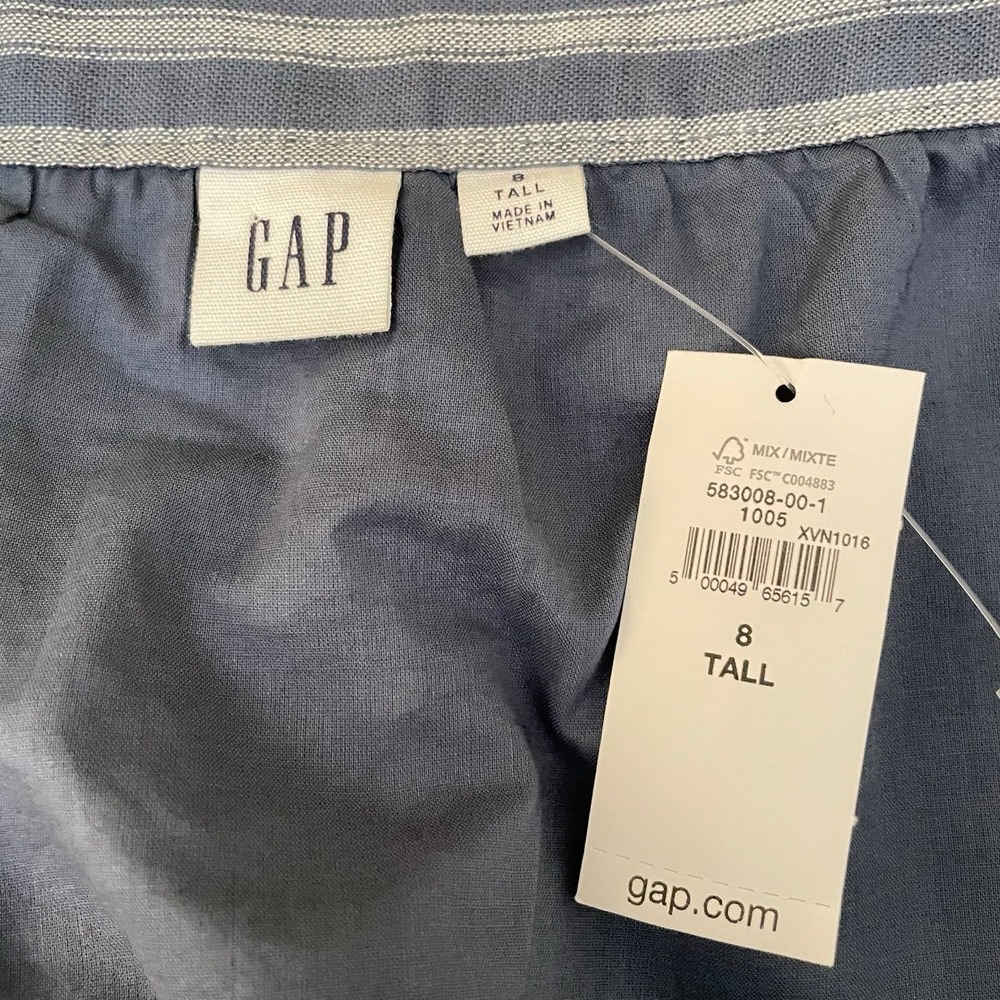 GAP Women's Size 8 TALL Ruffle Sleeve Jumpsuit Linen Wide Leg Belted Coastal NEW - Picture 10 of 12
